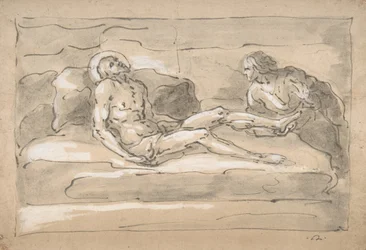 Den døde Kristus sørget af Magdalen, der ærer sårene på hans fødder, 1787-1863.