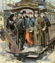 En infanterist vender hjem fra Madagaskar-ekspeditionen, Paris 1896 (Kobberstik)