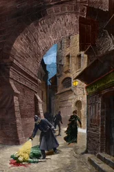 Opdagelsen af et offer for Jack the Ripper, Whitechapel, London