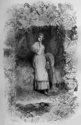 Fantine, illustration af romanen Les Miserables af Victor Hugo, stik af Fortune Meaulle