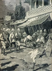 Oprør i byen Bombay i 1898 (gravering)
