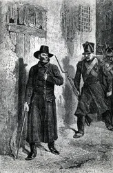 Javert jagter Valjean, illustration fra 