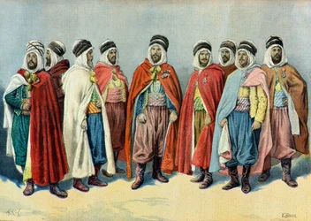 Portræt af arabiske og tunesiske høvdinge i 1896 (Kobberstik)