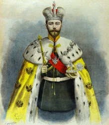 Portræt af zar Nikolaj II i kroningsdragt i maj 1896