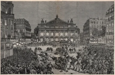 Uroligheder i Paris mod opførelsen af Richard Wagners «Lohengrin» på Palais Garnier, 1891 - Patriotisk demonstration, Place de l
