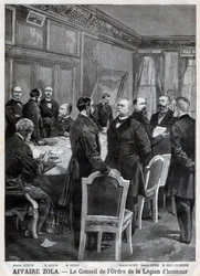 Rådet for den nationale Æreslegionsorden under Dreyfusaffæren, stik ved F. Meaulle efter Garrey. „Le Petit Journal“, 24. april