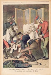 Karikatur af Tredobbeltalliancen mellem Tyskland, Østrig og Italien, fra «Le Petit Journal», juni 1896