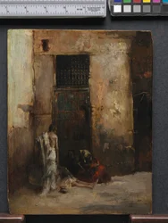 Tiggere ved en dør, 1870