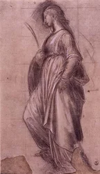 Studie af St. Catherine af Alexandria (kridt med gouache på papir)