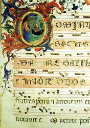 Ms 558 f.9r Historikeret initial 