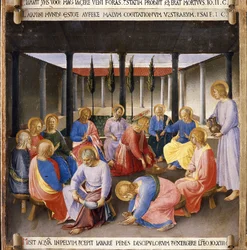 Fodvask. Life of Christ, Garderobe af sølv. (Tempera på træ