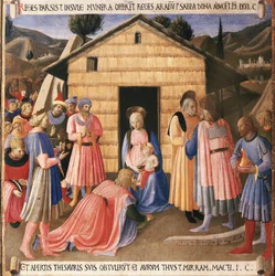 Kristi liv: tilbedelsen af magi, Armadio degli Argenti. (Tempera på træ