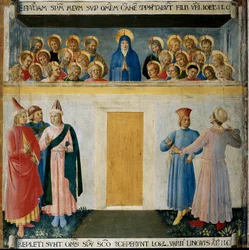 pinse. Life of Christ, Garderobe af sølv. (Tempera på træ
