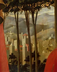 Afsætningen fra korset eller den hellige treenigheds altertavle (detalje), ca. 1432 (tempera på træ)