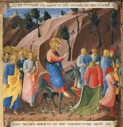 Indtoget i Jerusalem. Life of Christ, Garderobe af sølv. (Tempera på træ