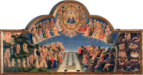 Den sidste dom Jesus Kristus i en mandorle (Detrempe på træ