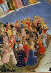 Den sidste dom: detaljer om de hellige i paradis. (tempera på træ