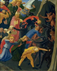 Den sidste dom: forbanderne bliver taget ind i underverdenen af ​​dæmoner. Maleri af Guido di Pietro (eller Fra Giovanni da Fiesole) dit Fra Angelico ou il Beato (1400-1455)