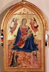 ""Jomfru og barn og engle"" (Jomfru og barn med engle) Tempera på træ af Guido di Pietro (eller Fra Giovanni da Fiesole) sagde Fra Angelico eller il Beato (1400-1455) 1425 Dim. 81x51 cm Museum of the Eremitage , Sankt Petersborg