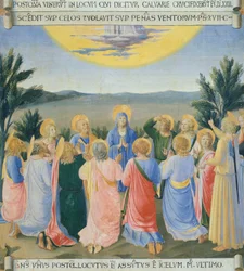 Indsats, der forestiller Ascension, panel fra Armadio degli Argenti (sølvkiste) med Jesu liv af Giovanni da Fiesole kendt som Fra Angelico (1400-cirka 1455), tempera på træ
