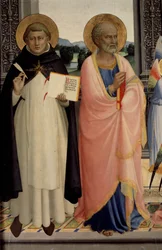 Polyptyx af Saint Dominic, der repræsenterer en madonna og et barn med helgener.