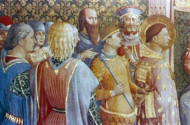 St Laurence før Deciuss tribunal detalje, midten af det 15. århundrede.