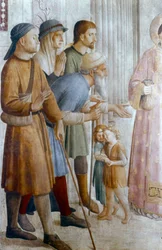 St. Laurence giver almisse til de fattige detalje, midten af det 15. århundrede
