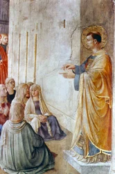 St Stephen Preaching detalje, midten af 1400-tallet