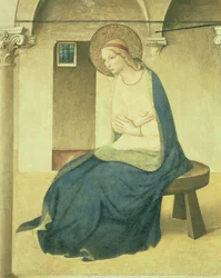 Bebudelsen, detalje af Jomfruen, ca. 1438-45 fresco se 29030