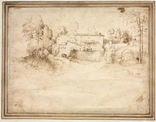 Bondegård på skråningen af en bakke, ca. 1508.
