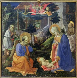 Tilbedelsen af barnet med de hellige Hilarius, Hieronymus, Maria Magdalene og engle