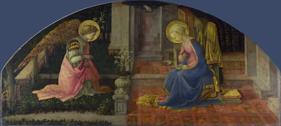 Bebudelsen. Maleri af Fra Filippo Lippi (1406-1469), omkring 1448-1450. Tempera på træ. Størrelse: 68,6x152,7cm. London, National Gallery.