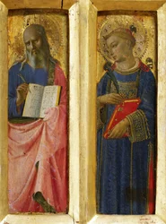 Sankt Johannes evangelisten og Sankt Stefanus fra Perugia-altertavlen, ca 1437.