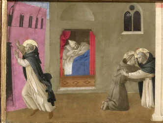 Drømmen om pave Innocentius III. Cortona Polyptykon detalje af predella, ca 1437.