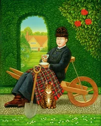 Gertrude Jekyll (1843-1932) The Queen of Spades, 1996 (olie og tempera på panel)