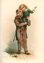 Bob Cratchit bærer lille Tim