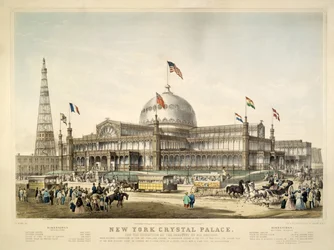 New York Crystal Palace, pub. 1853 af Currier & Ives