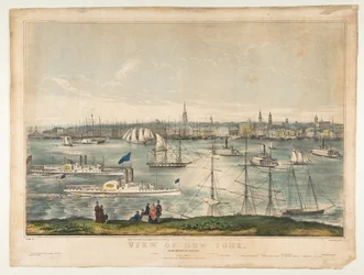 Udsigt over New York fra Brooklyn Heights, 1849.