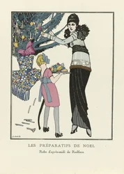 Juleforberedelser, værtshus. 1914 (stenciltryk)