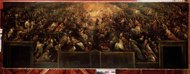 ""Le Paradis"" (La resurrection des Justes) (Reresurrection of the Righteous (Heaven)) Maleri af Francesco Bassano (Francesco da Ponte) (1549-1592) 1582-1585 Dim. 127x351 cm Eremitagemuseet, Saint Petersburg (Saint Petersburg (Saint Petersburg) )