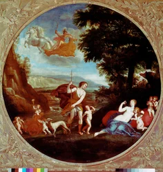 Venus og Adonis Maleri af Francesco Albani (1578-1660) sagde det albanske Rom fra det 17. århundrede, Galleria Borghese