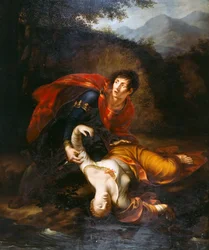 Rhadamistus kaster Zenobia såret ud i Araxes-floden, 1812.