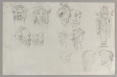 Studier af hoveder, ca. 1744.