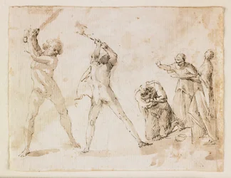 Johannes Døberens martyrium (pen og brunt blæk og vask og sort kridt)