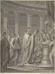Den romerske general Julius Cæsar indvier Venus Genetrix-templet på Cæsars Forum i Rom, 46 f.Kr.