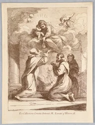 Tre hellige, jomfruen og barnet i skyerne