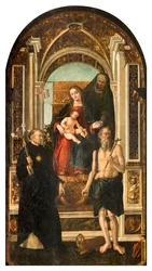 Nordlige tværskib, Sankt Nikolaus alter, Madonna på tronen og barn Sankt Anne De hellige Nicholas af Tolentino og Hieronymus, Francesco Casella 1510