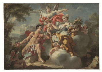 En af et par allegorier (olie på panel)