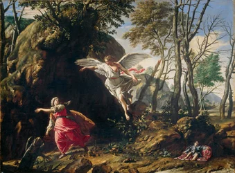 Hollandsk: Hagar og Ismael i ørkenen Hagar og Ismael i ørkenen