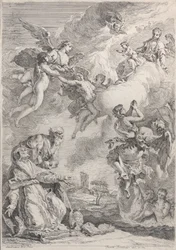 Pave Saint Gregory I befrier sjælene fra skærsilden med sine bønner, 1731.
